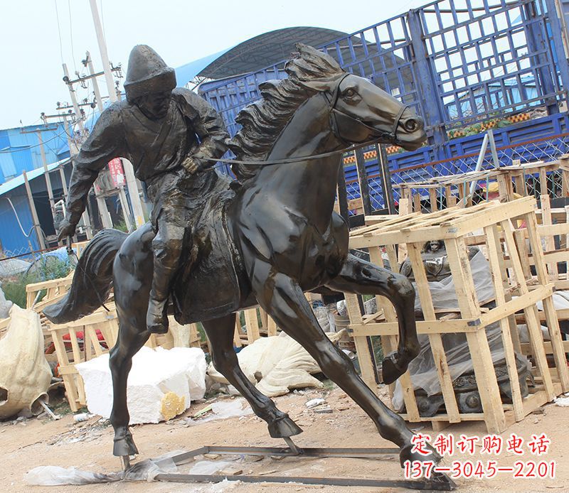 南京现代骑马人物公园景观铜雕