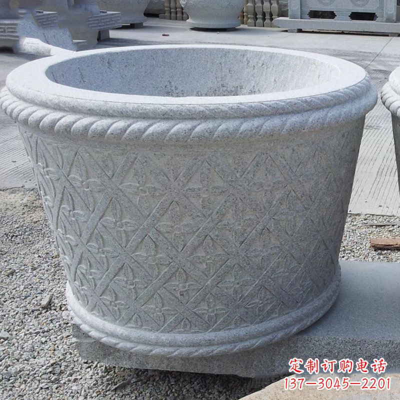 南京现代石雕花盆雕塑