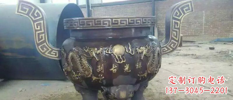 南京祥光古刹寺庙香炉铜雕