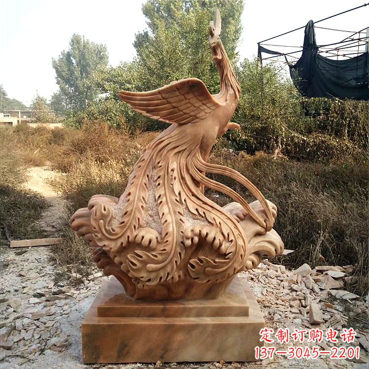 南京祥瑞凤凰晚霞红石雕