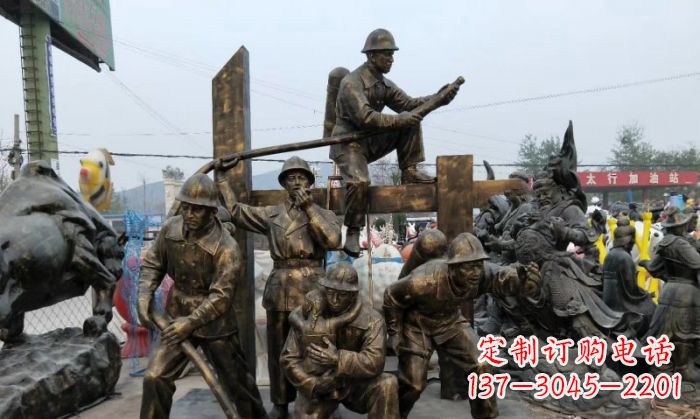 南京消防战士人物铜雕