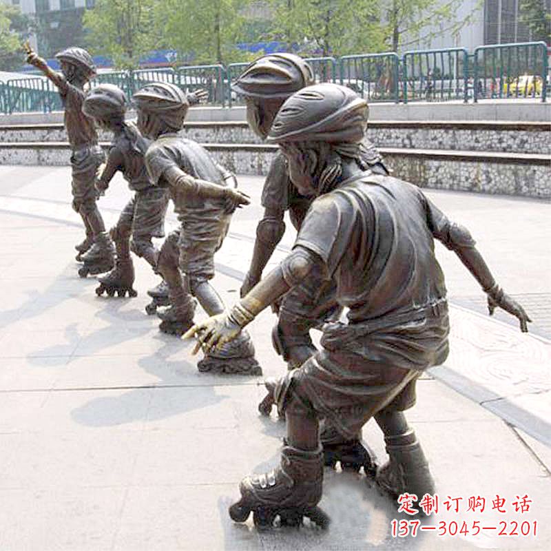 南京小孩滑旱冰广场运动主题雕塑