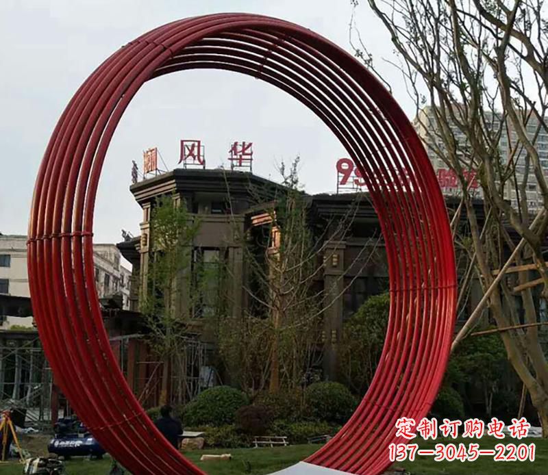 南京小区不锈钢圆环景观雕塑