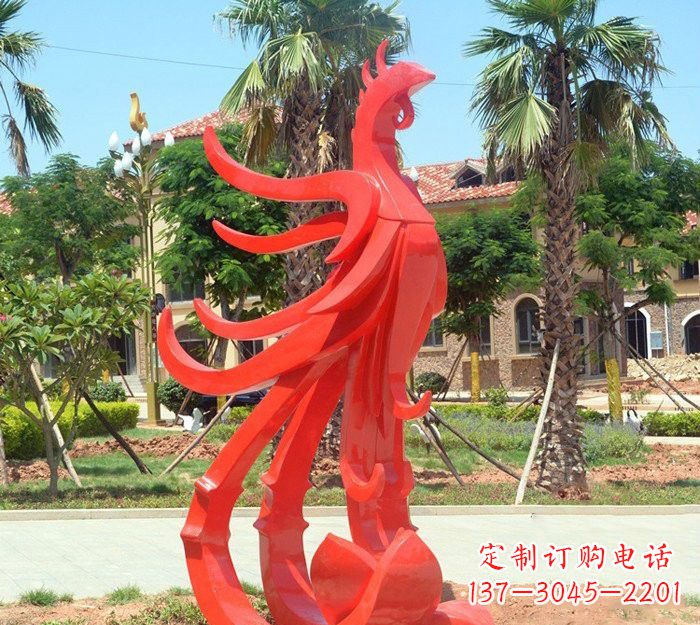 南京小区抽象不锈钢凤凰雕塑