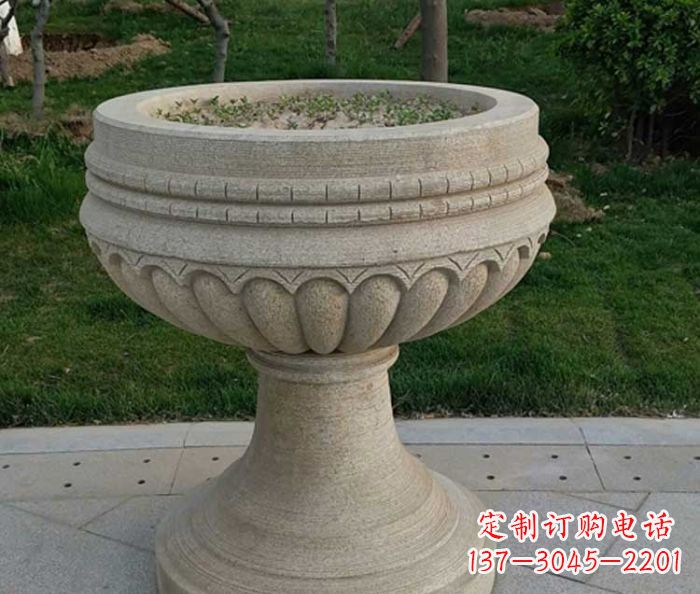 南京小区大理石花盆摆件石雕