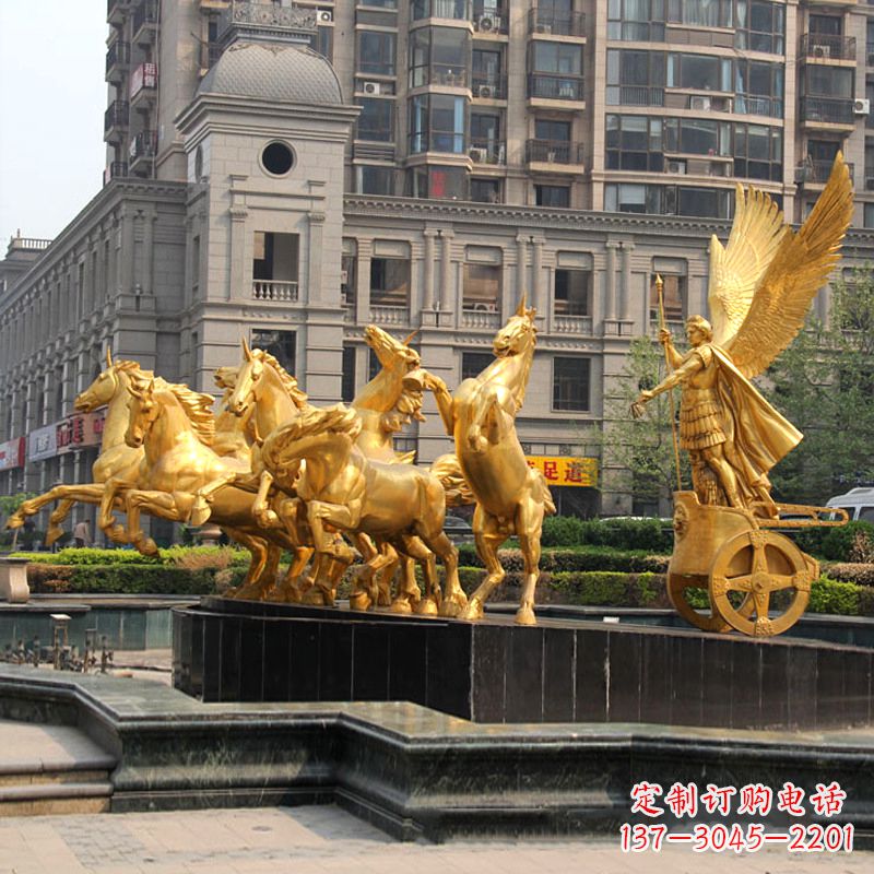 南京小区大门阿波罗战车鎏金景观铜雕