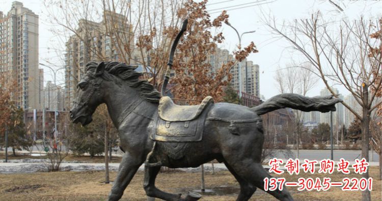 南京小区动物奔跑的马铜雕