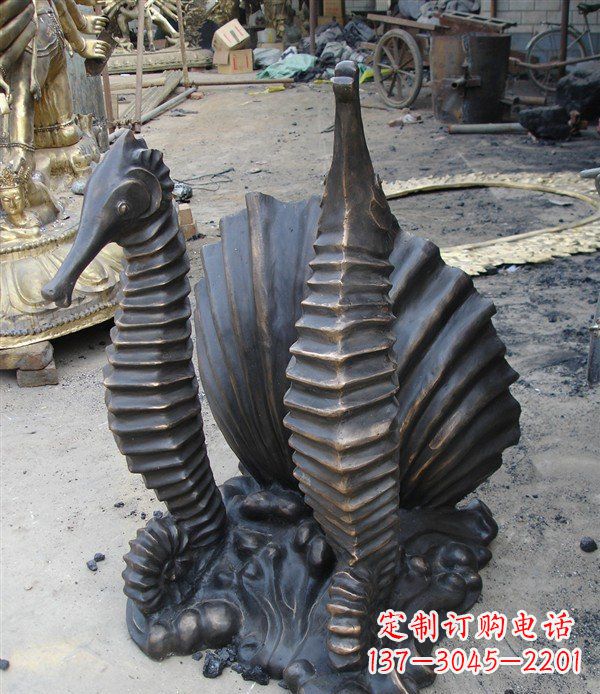 南京小区动物海马铜雕