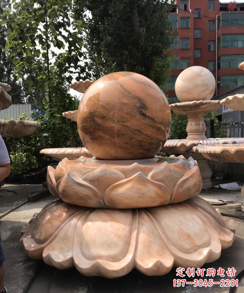 南京小区公园莲花风水球石雕