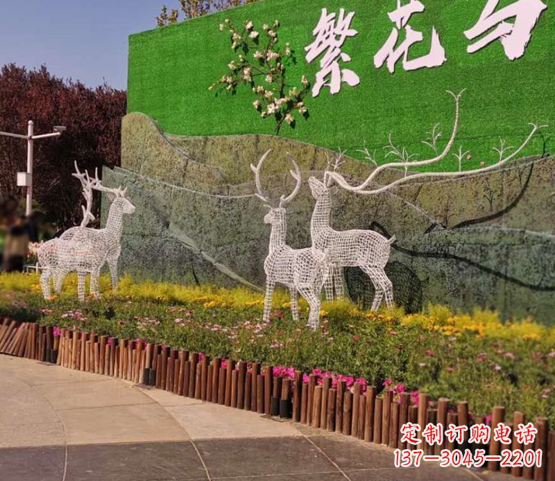 南京小区景观不锈钢梅花鹿