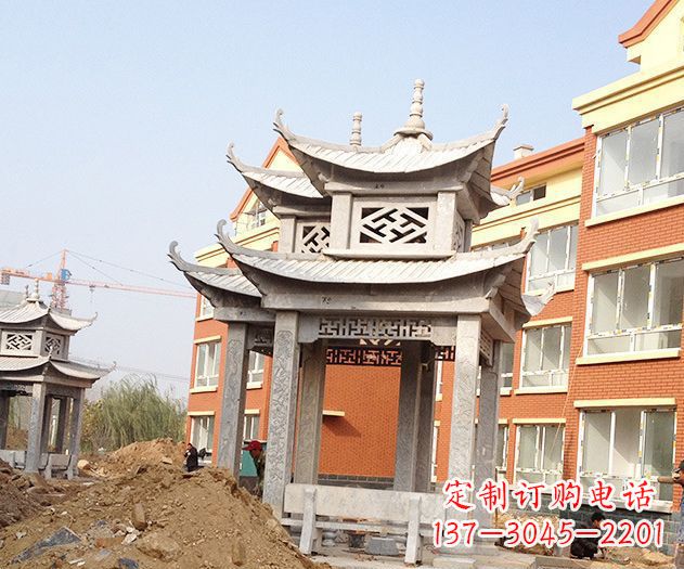 南京小区景观大理石凉亭石雕