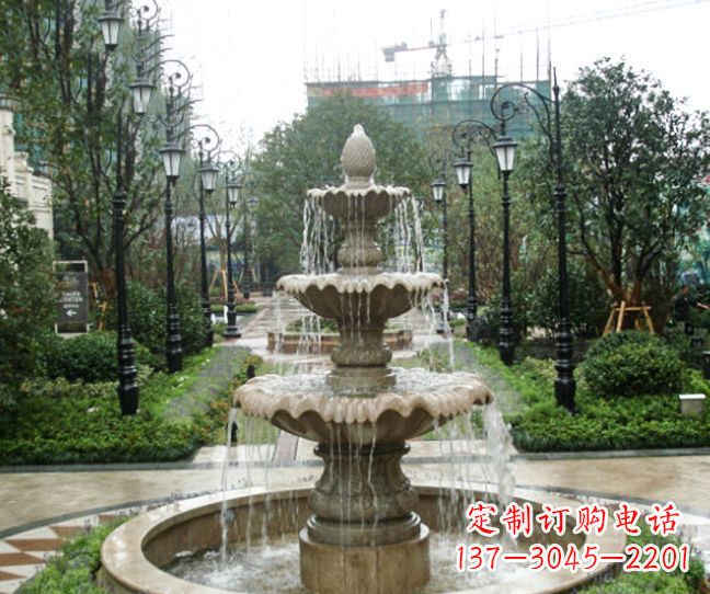 南京小区景观大理石喷泉石雕 (4)
