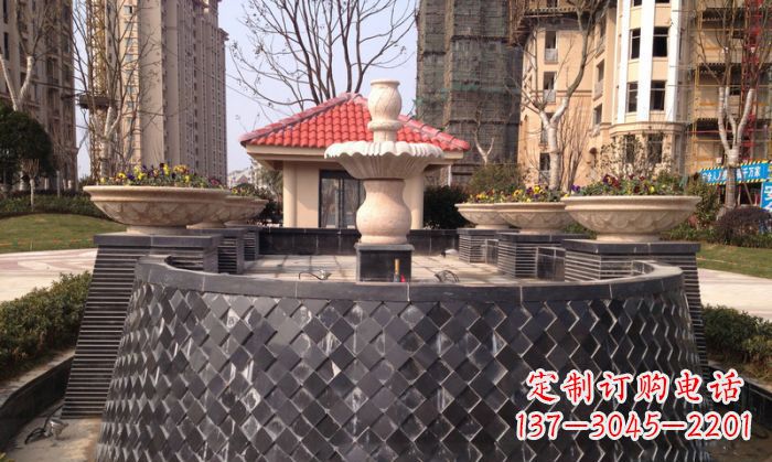 南京小区景观大理石喷泉石雕 (3)