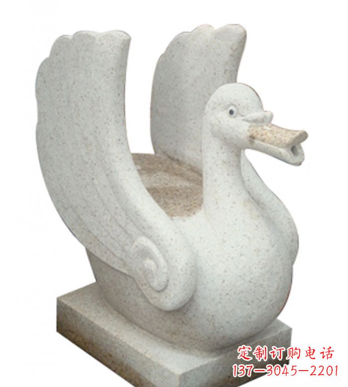 南京小区景观大理石天鹅喷泉石雕 (2)