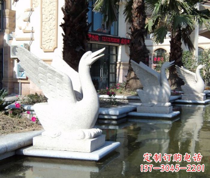 南京小区景观大理石天鹅喷泉石雕