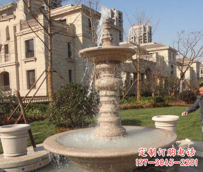 南京小区景观多层喷泉石雕 (2)