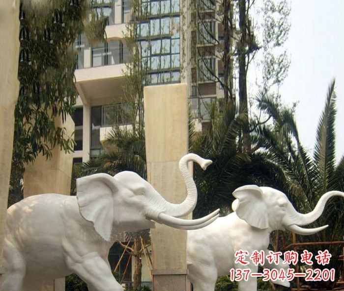 南京小区景观汉白玉大象石雕