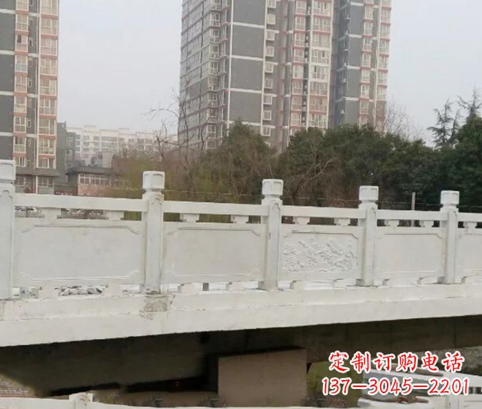 南京小区景观汉白玉石雕栏板 (2)