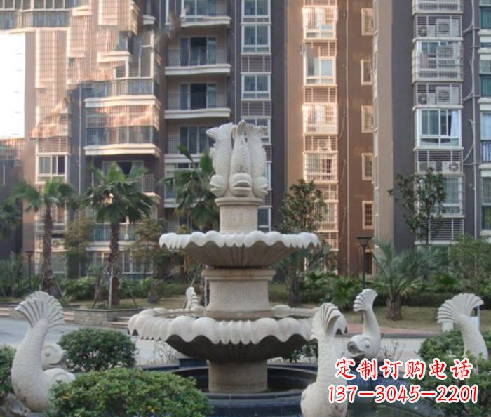 南京小区景观鲤鱼喷泉石雕