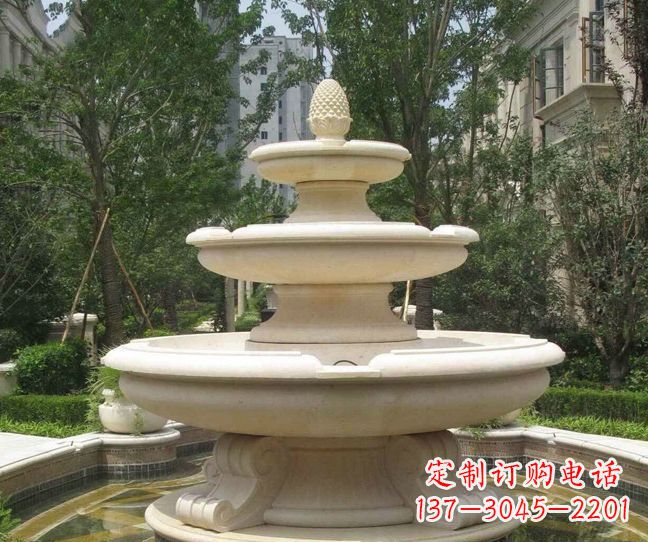 南京小区景观晚霞红多层喷泉石雕