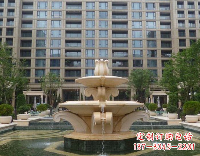 南京小区景观晚霞红喷泉石雕 (2)
