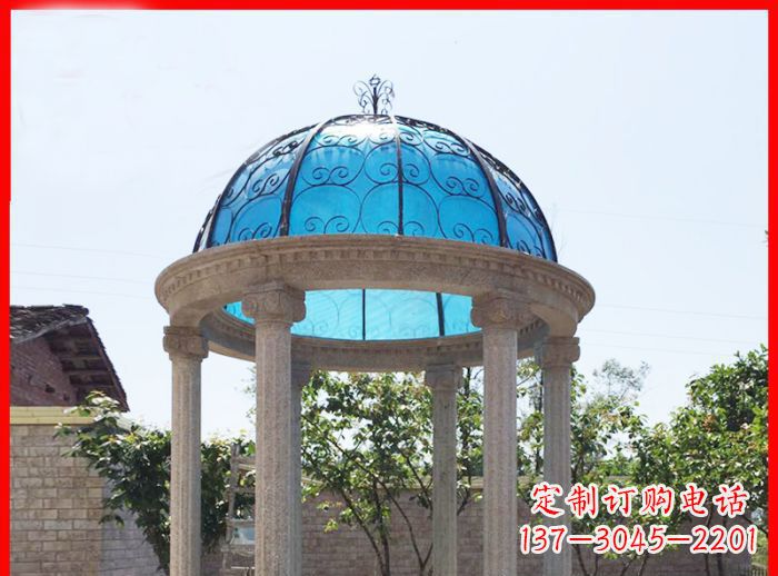 南京小区欧式圆顶凉亭石雕_2