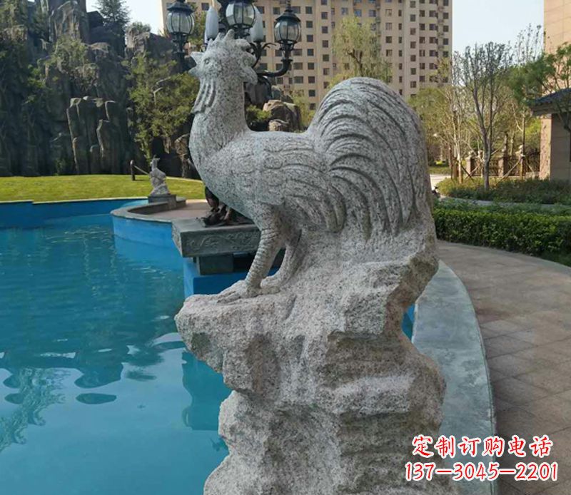 南京小区十二生肖鸡动物石雕