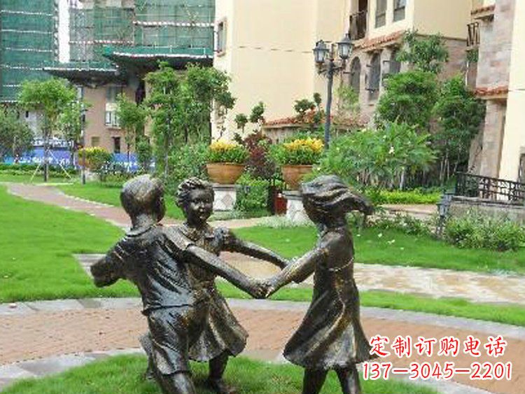 南京小区铜雕儿童玩游戏人物雕塑