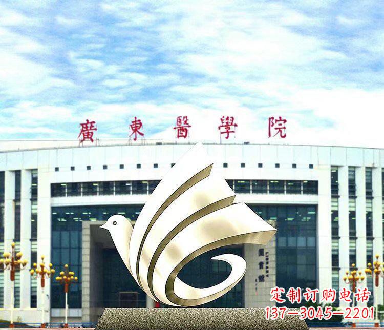 南京校园不锈钢抽象和平鸽雕塑