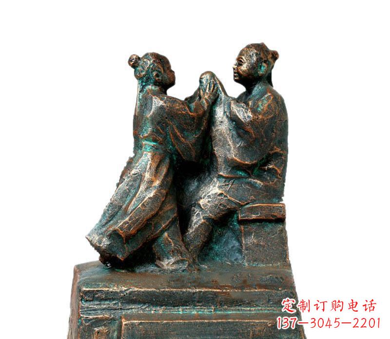 南京校园古代孔融让梨人物铜雕