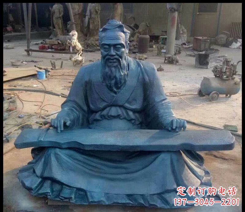 南京校园孔子弹琴铜雕