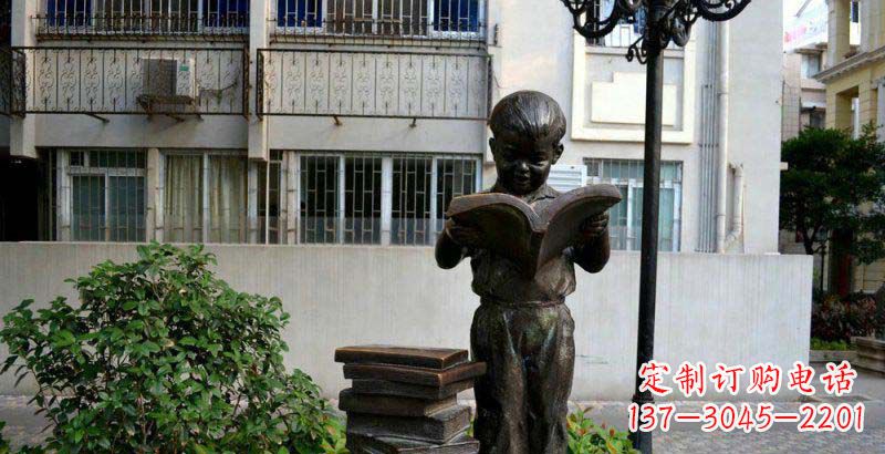 南京校园念书的小男孩景观铜雕