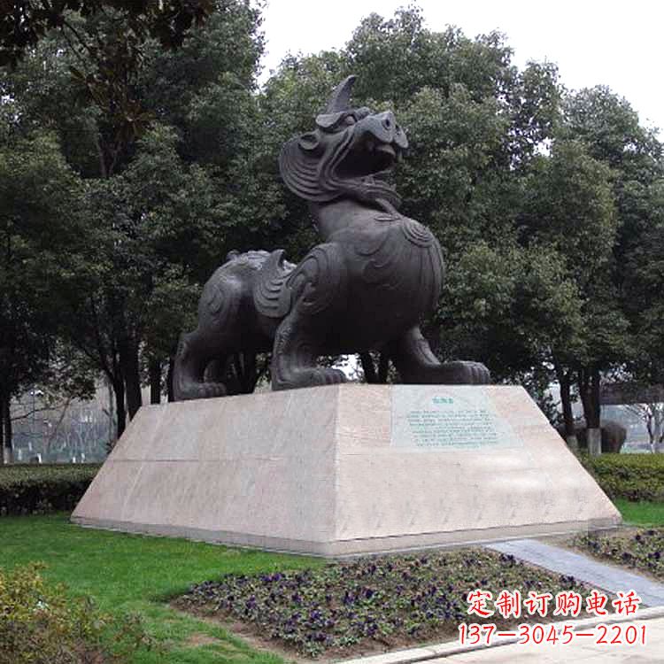 南京獬豸神兽雕塑-公园上古神兽景观雕塑