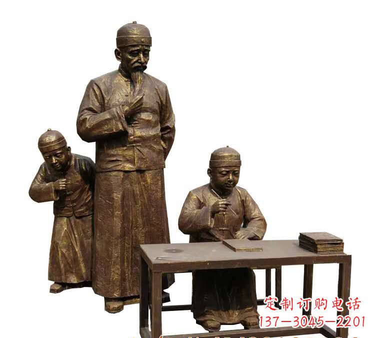 南京学生与老师人物铜雕