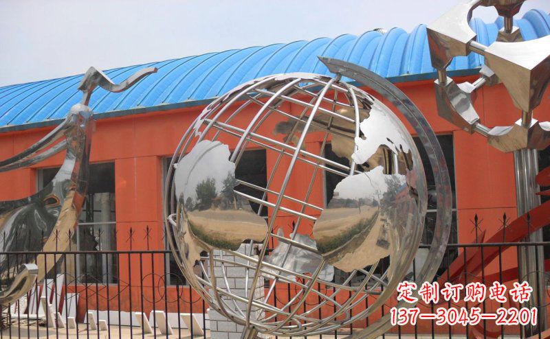 南京学校不锈钢地球仪雕塑