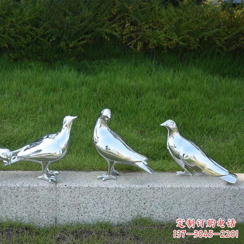 南京银白色不锈钢电镀鸽子雕塑摆件