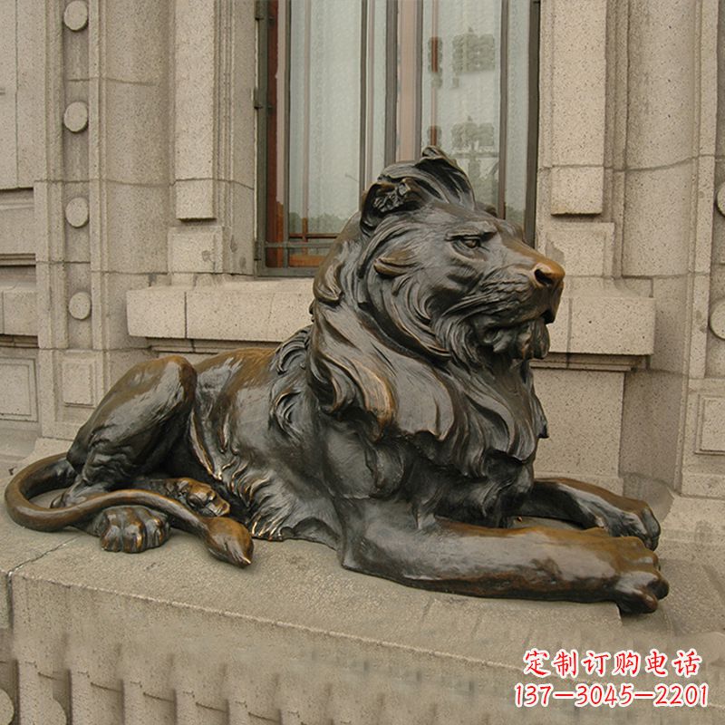 南京银行大门铜雕港币狮子看门动物雕塑
