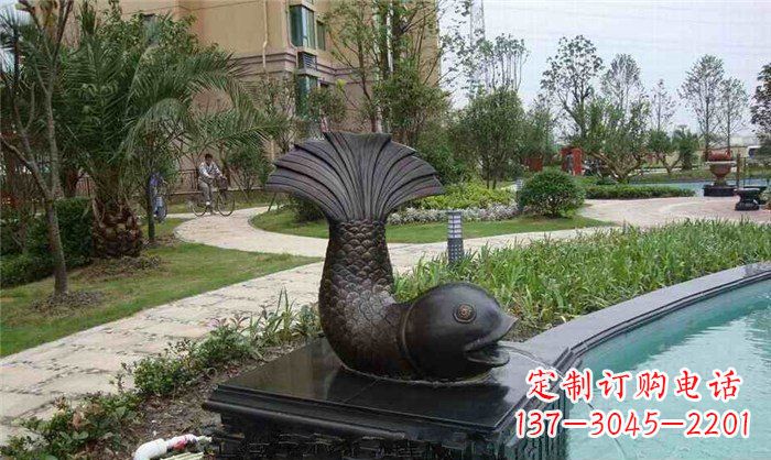 南京鱼式喷泉小区景观铜雕