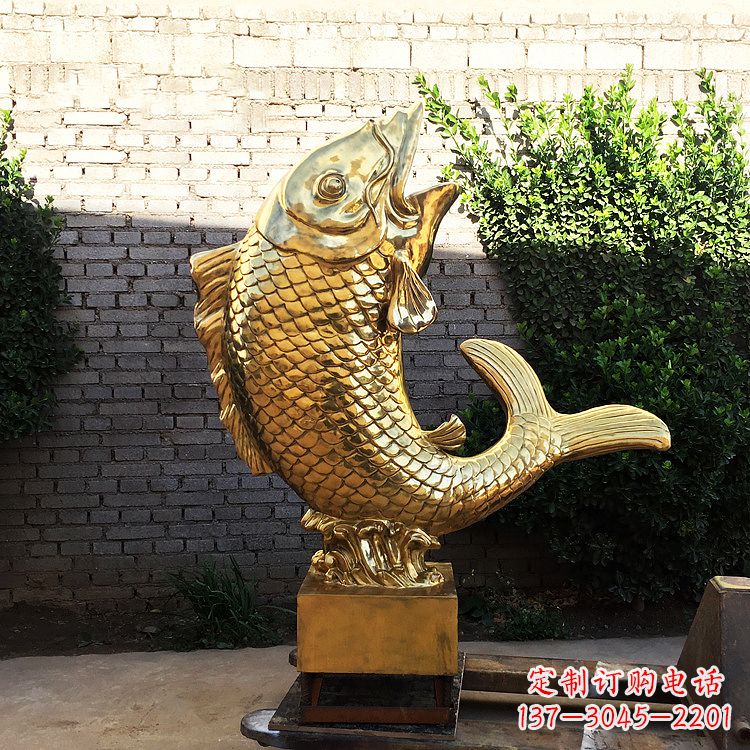 南京鱼跃景观铜雕-纯铜铸造企业商场动物雕塑摆件