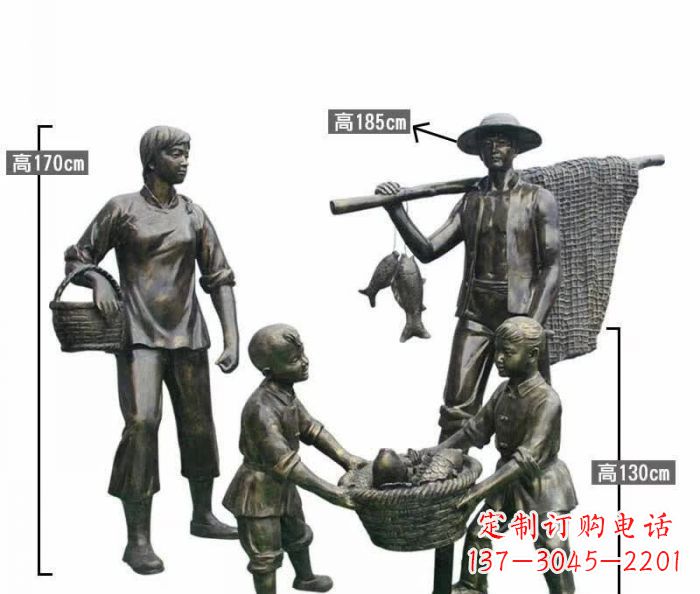 南京渔夫捕鱼民俗铜雕 (3)