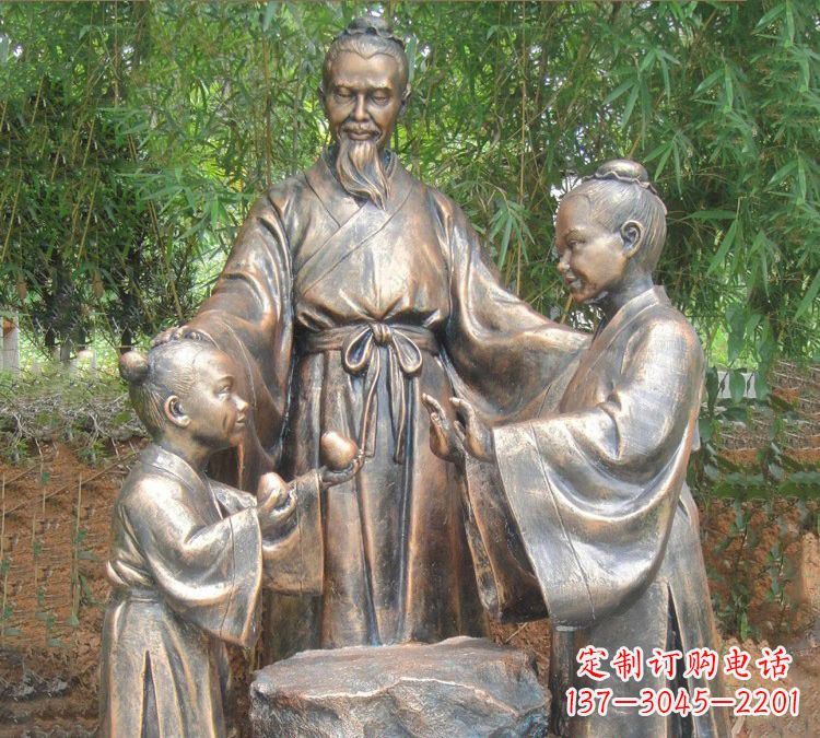 南京寓言故事铜雕_孔融让梨
