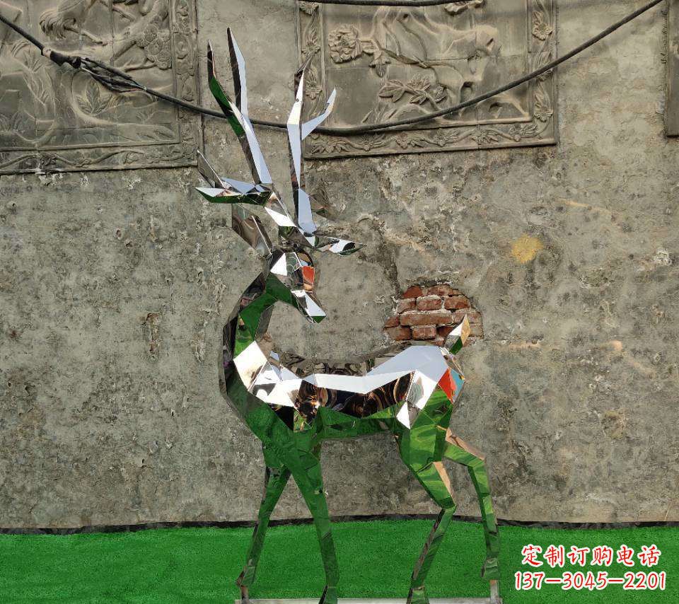 南京园林不锈钢抽象小鹿雕塑