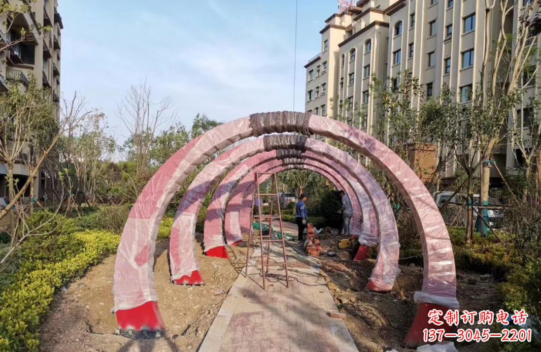 南京园林不锈钢拱门景观雕塑