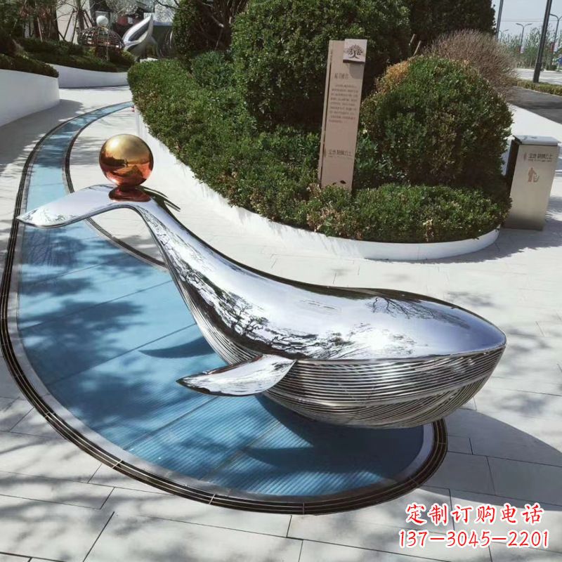 南京园林不锈钢海豚景观摆件