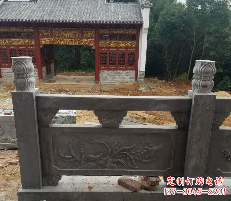 南京园林仿古兰花石浮雕栏板景观石雕
