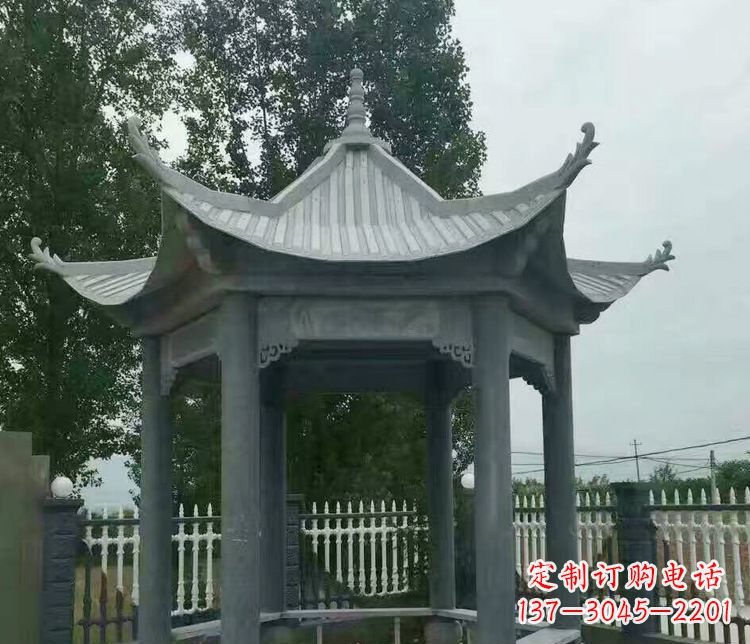 南京园林仿古石凉亭景观石雕 (2)