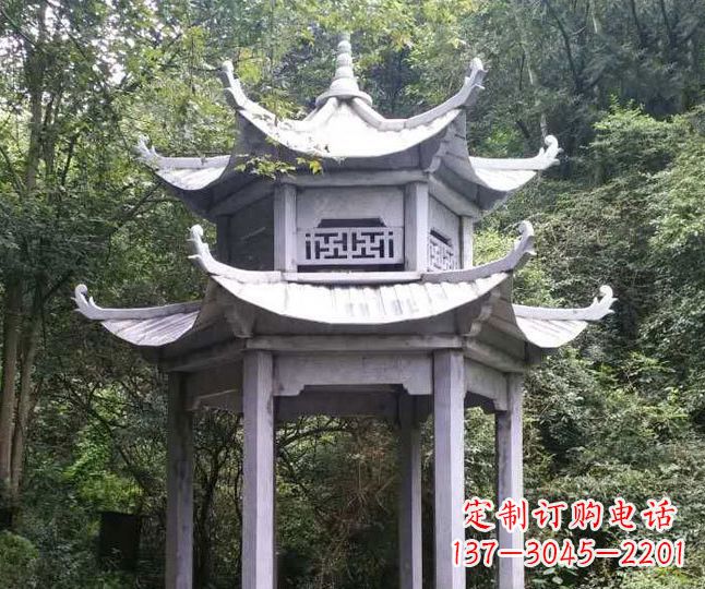 南京园林仿古石凉亭景观石雕 (3)