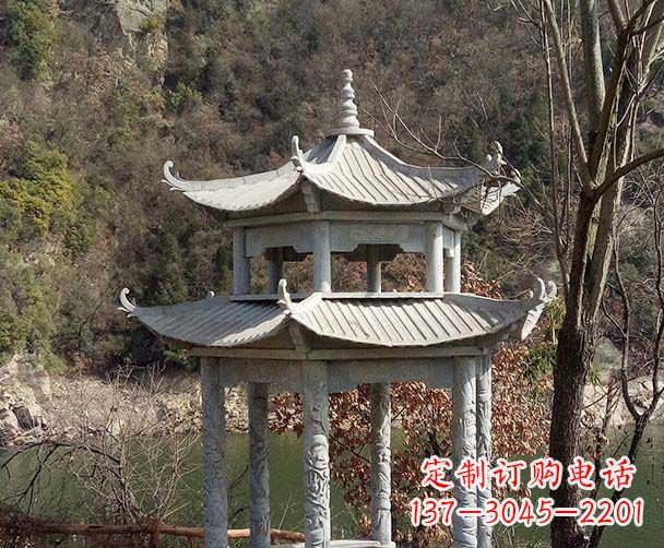 南京园林仿古双层石雕凉亭