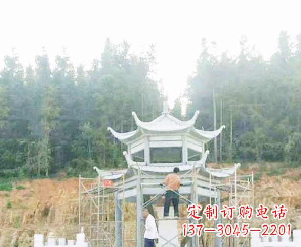 南京园林仿古双层石凉亭景观石雕 (2)