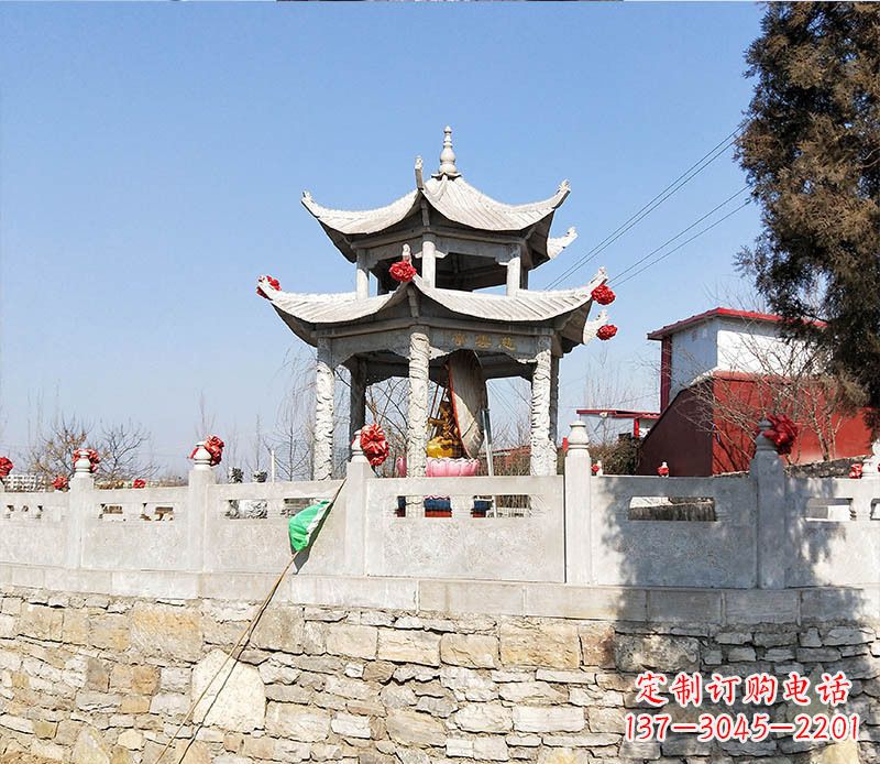 南京园林仿古双层石凉亭景观石雕 (3)